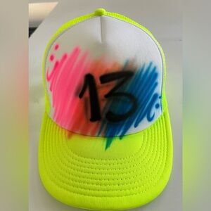 Cobra Brand Neon Yellow and Multicolor Trucker Hat graffiti 
Print #13